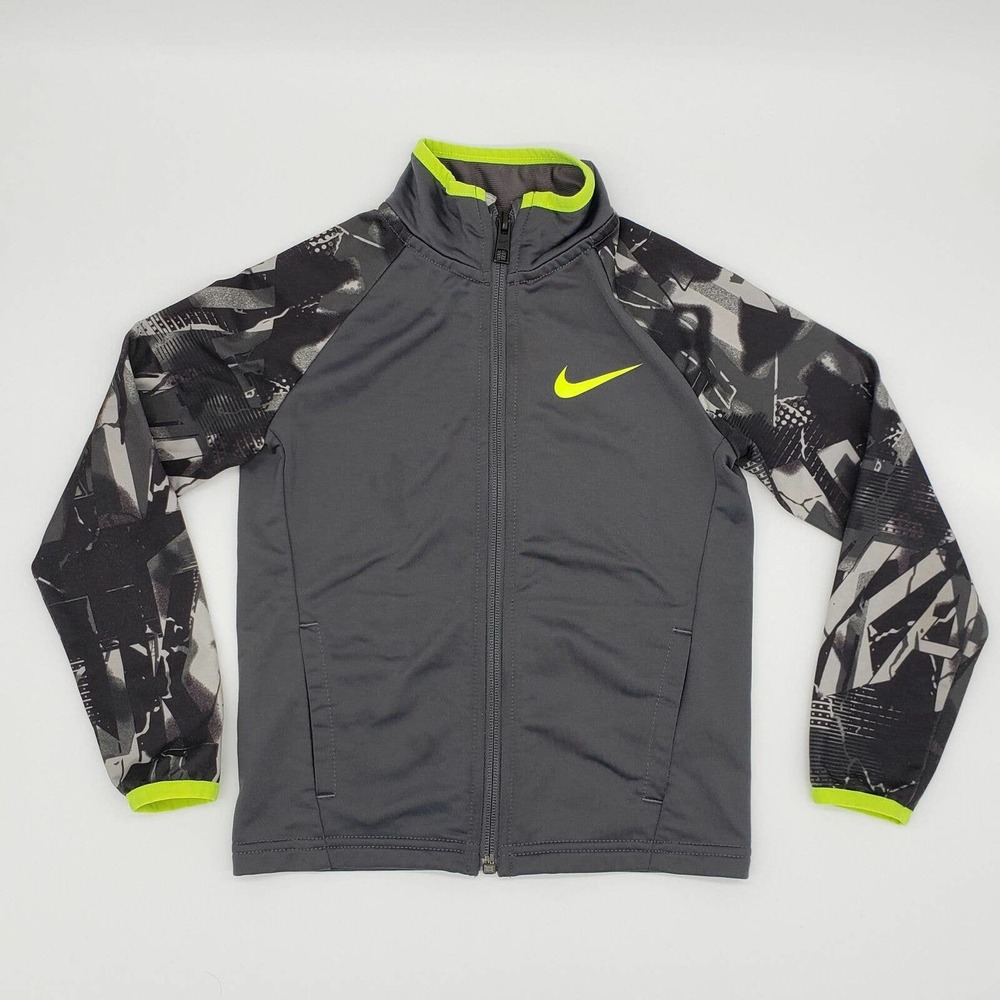 Nike Boys Gray Abstract Long Sleeve Mock Neck Comfort Full Zip Jacket Toddler